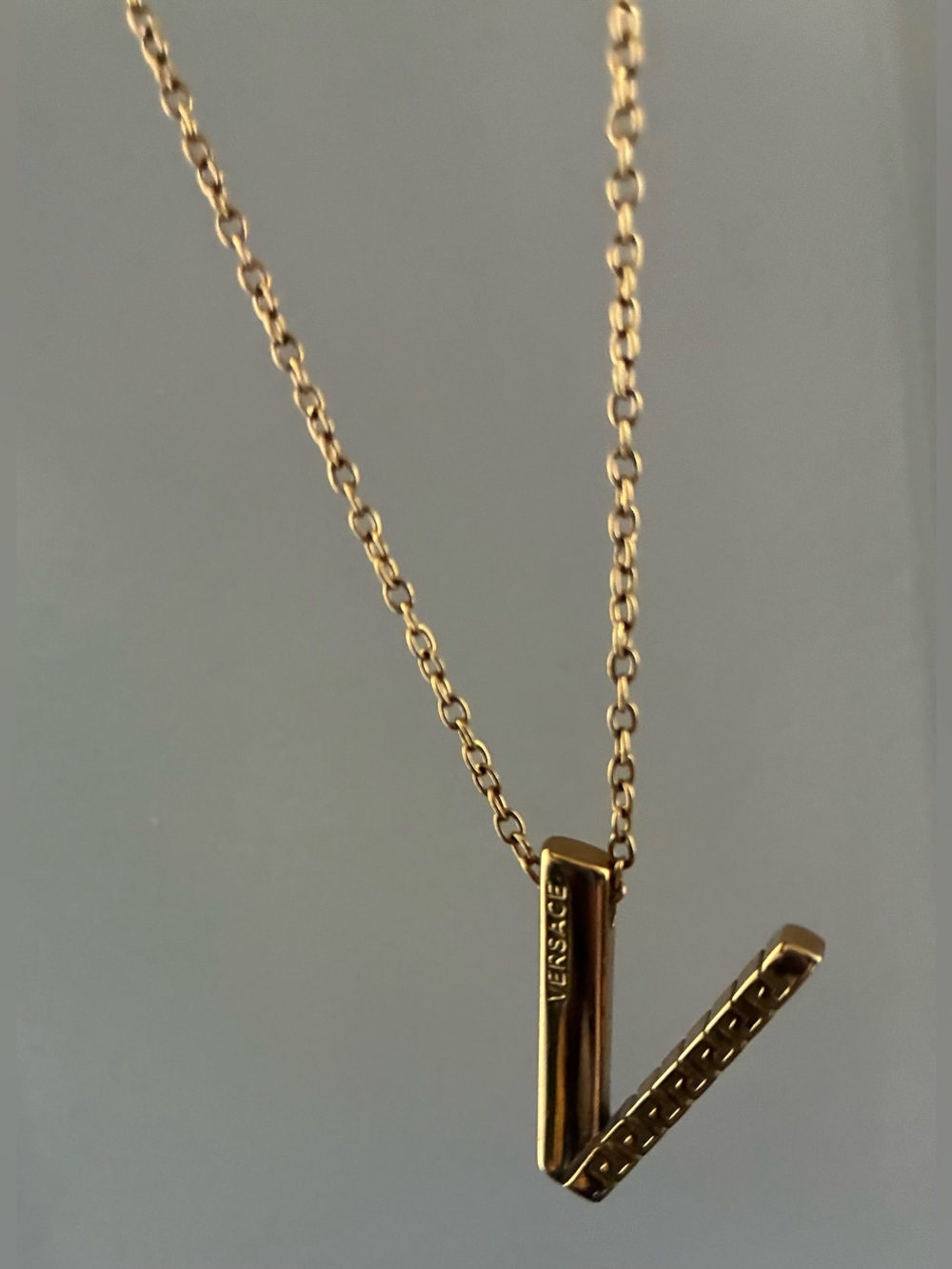 Gold Plated Versace Style V Pendant Chain